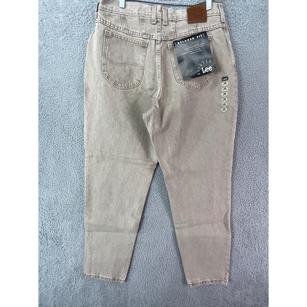 Lee Relaxed Fit Jeans Women 16 Petite Tan NWT High Rise Tapered Riveted Vintage